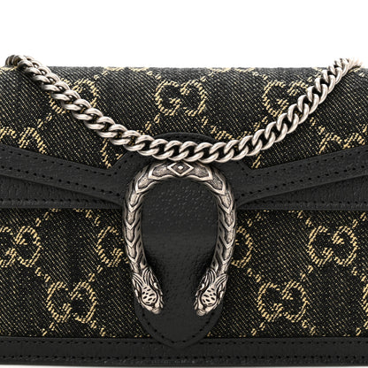 Gucci Jacquard Black Denim GG Monogram Super Mini Dionysus Shoulder Bag Black Ivory 7 of 9