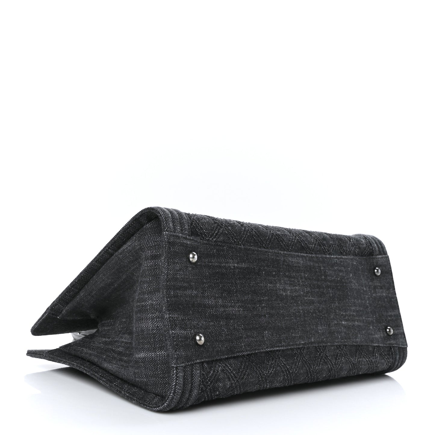 Denim Quilted Boy Shopping Tote Black