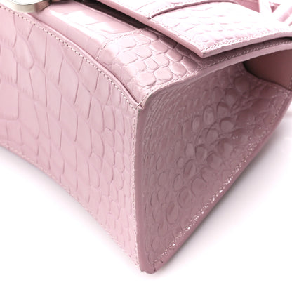Balenciaga Shiny Calfskin Crocodile Embossed Small Hourglass Top Handle Bag Powder Pink 10 of 10
