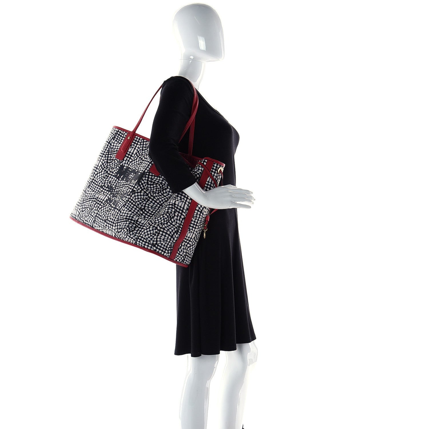 MCM Visetos Large Liz Reversible Shopper Tote Ruby Red 3 of 13