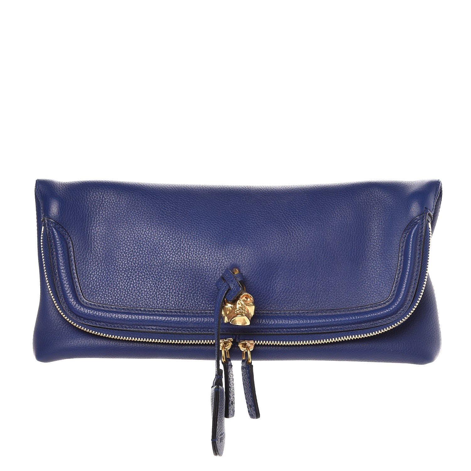 Alexander McQueen Grainy Calfskin Padlock Skull Clutch Blue 1 of 7