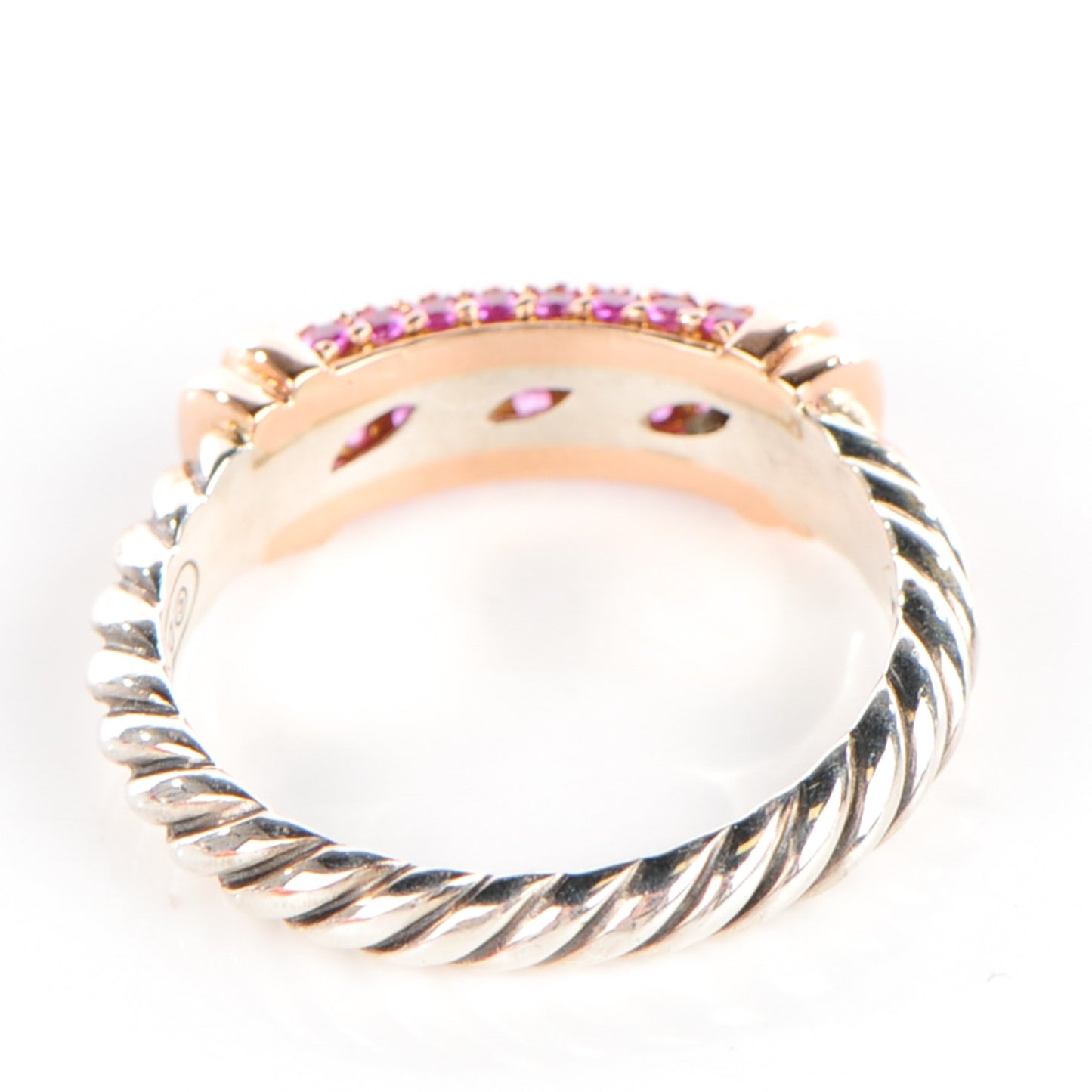 Sterling Silver 18K Rose Gold Pink Sapphire Cable Candy Metro Ring 7.25