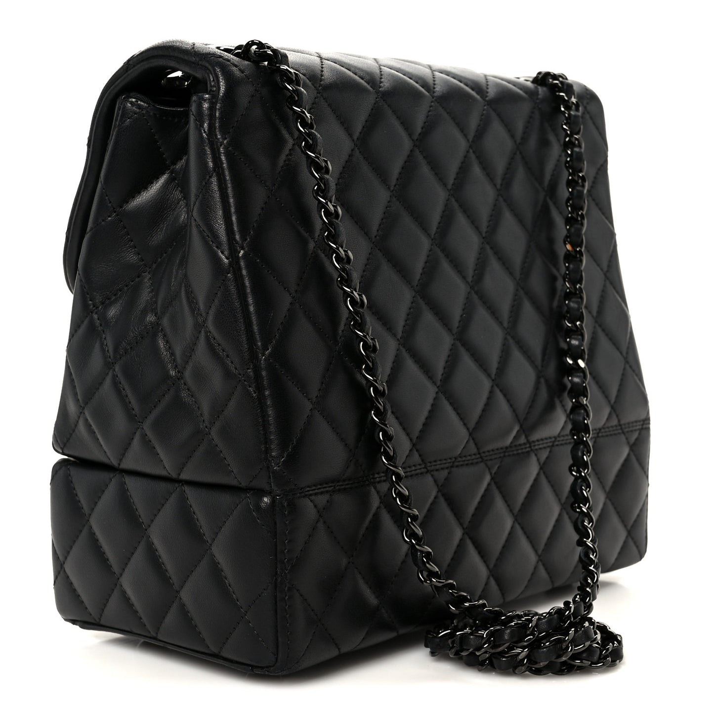 Lambskin Quilted Cockpit Flap Bag Black