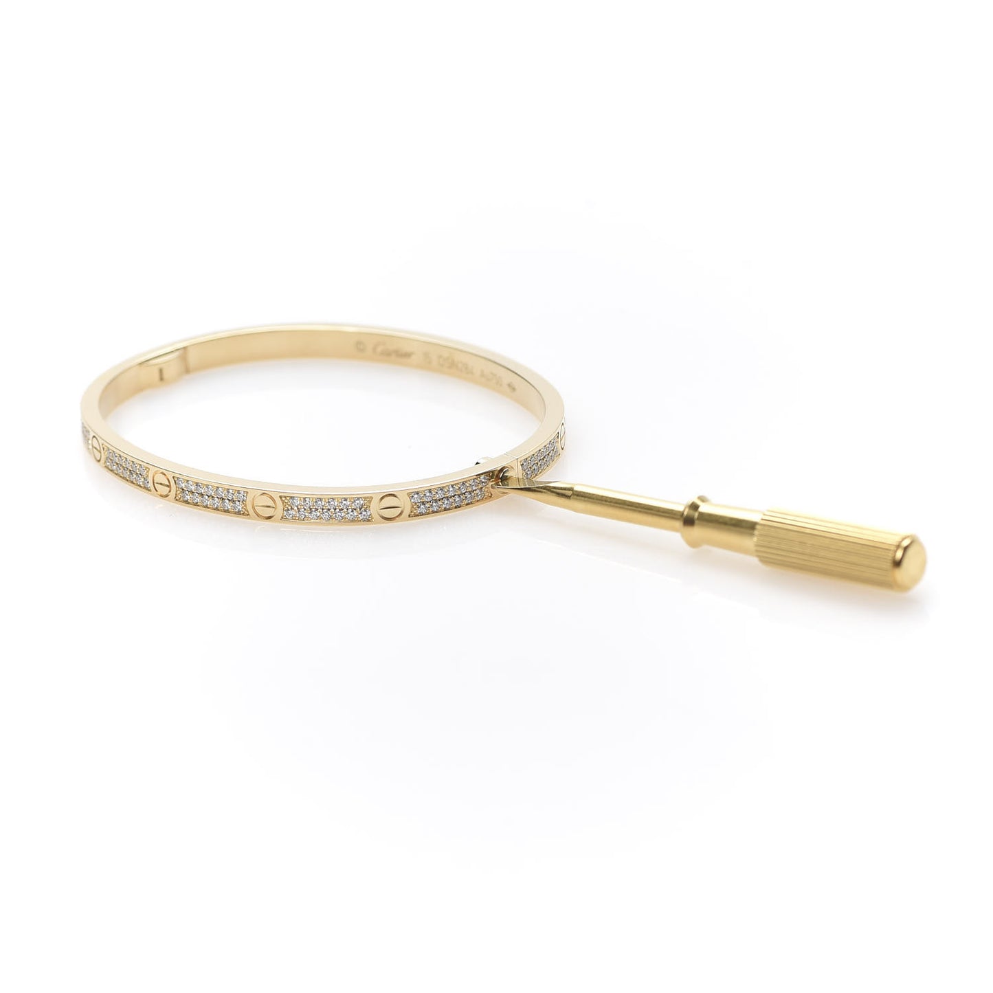 18K Yellow Gold Diamond Small LOVE Paved Bracelet 15