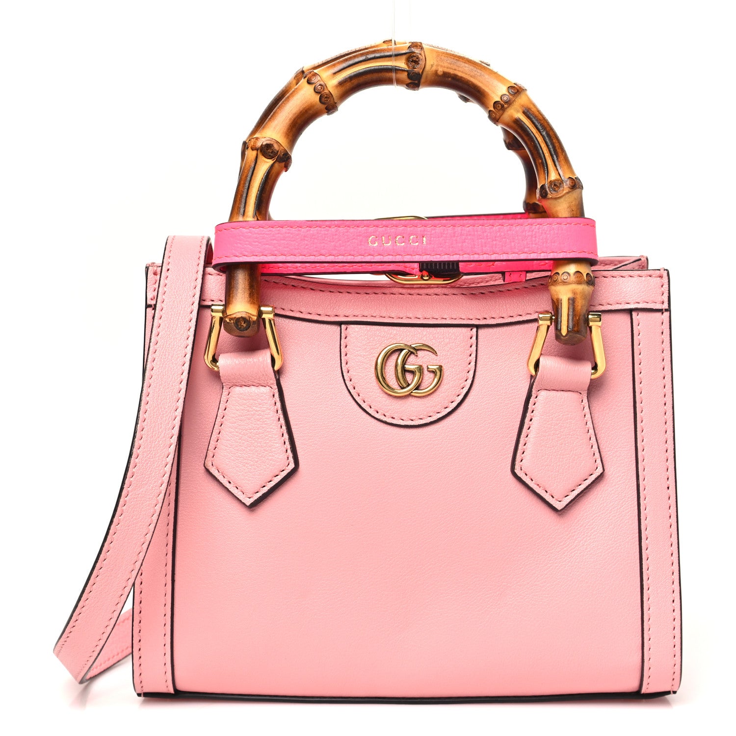 Gucci Wonka Grain Calfskin Mini Diana Tote Bag Wild Rose Fuxia Fluo 1 of 11