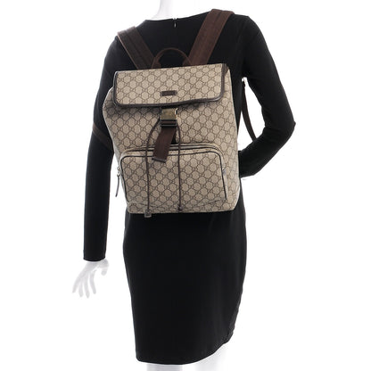 Gucci GG Supreme Monogram Medium Single Buckle Rucksack Backpack Beige Ebony Brown 2 of 11
