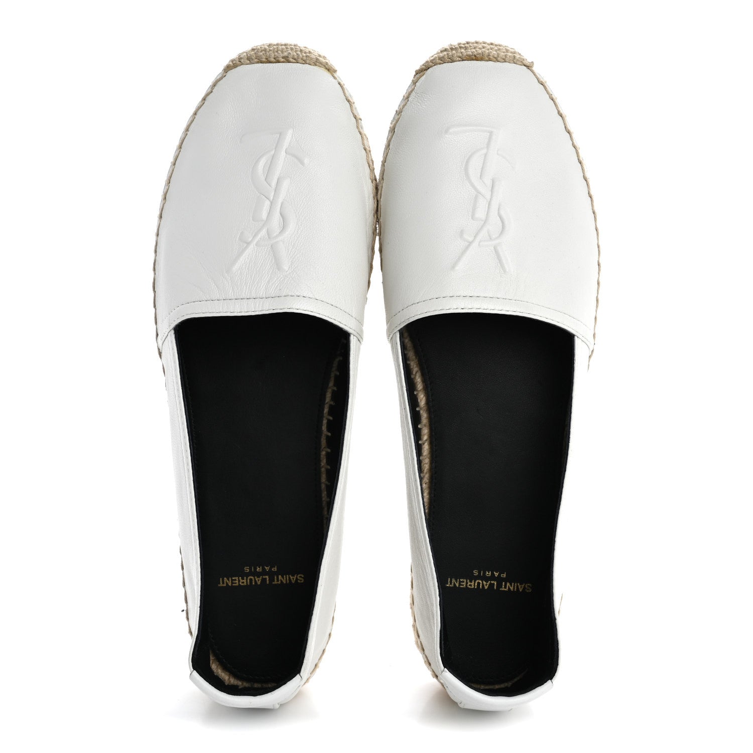 Saint Laurent Lambskin Monogram Espadrilles 38 White 2 of 10