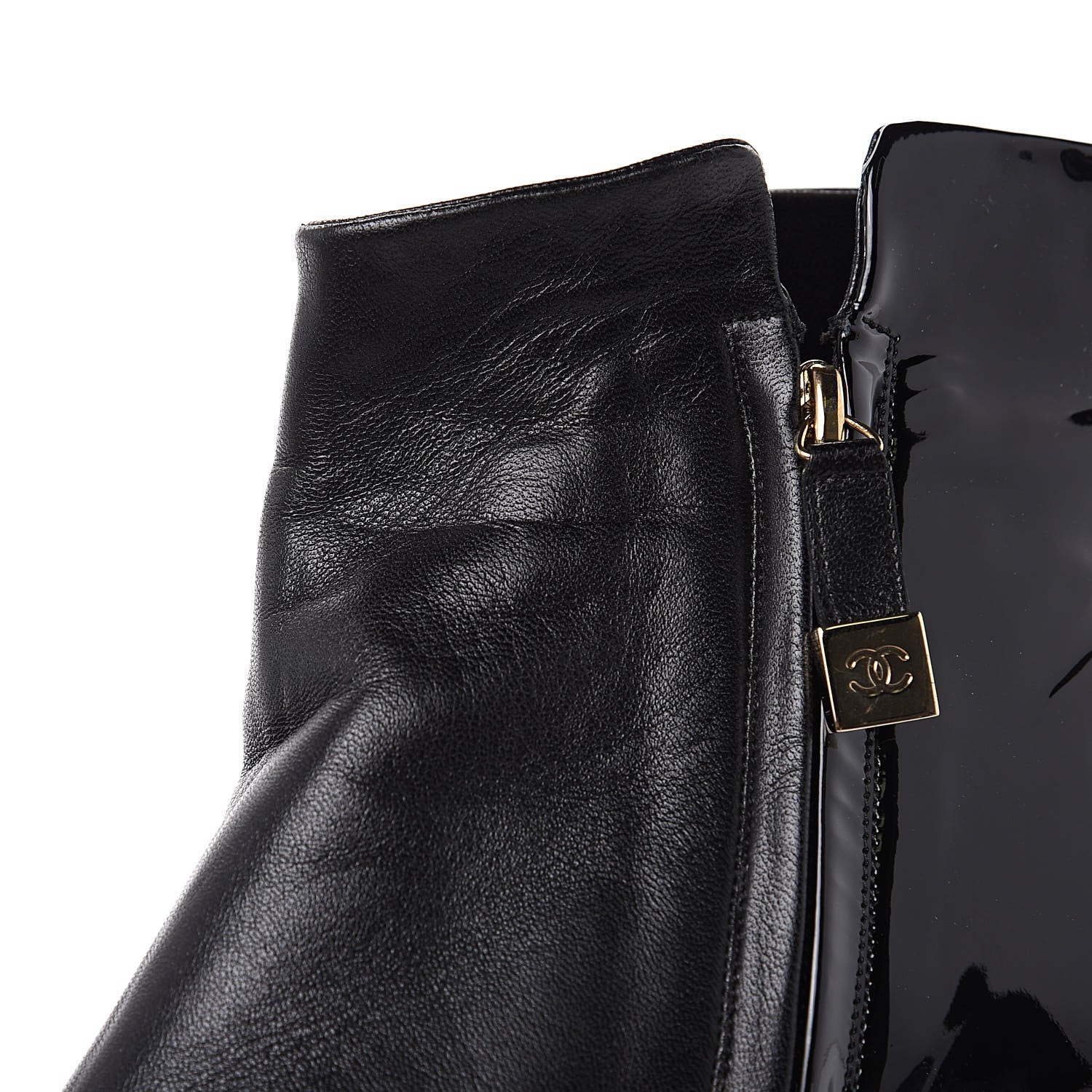Chanel Patent Lambskin Cap Toe Short Boots 38.5 Black 7 of 11