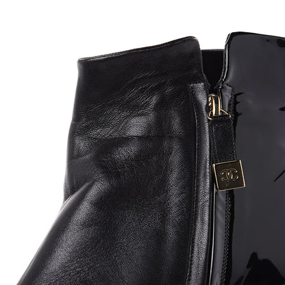 Chanel Patent Lambskin Cap Toe Short Boots 38.5 Black 7 of 11