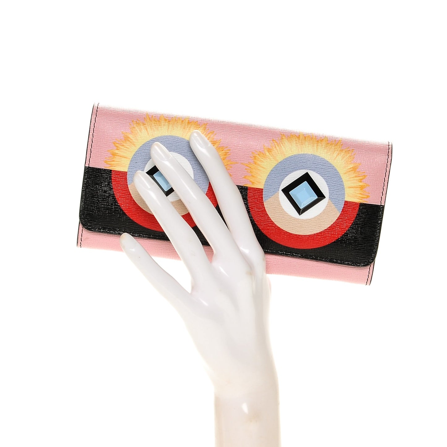 Vitello Elite Century Hypnoteyes Studded Continental Wallet Bubblegum Multicolor