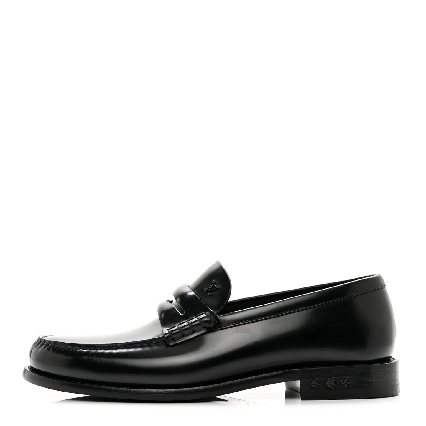 Glazed Calfskin Mens Louis Loafers 8.5 Black