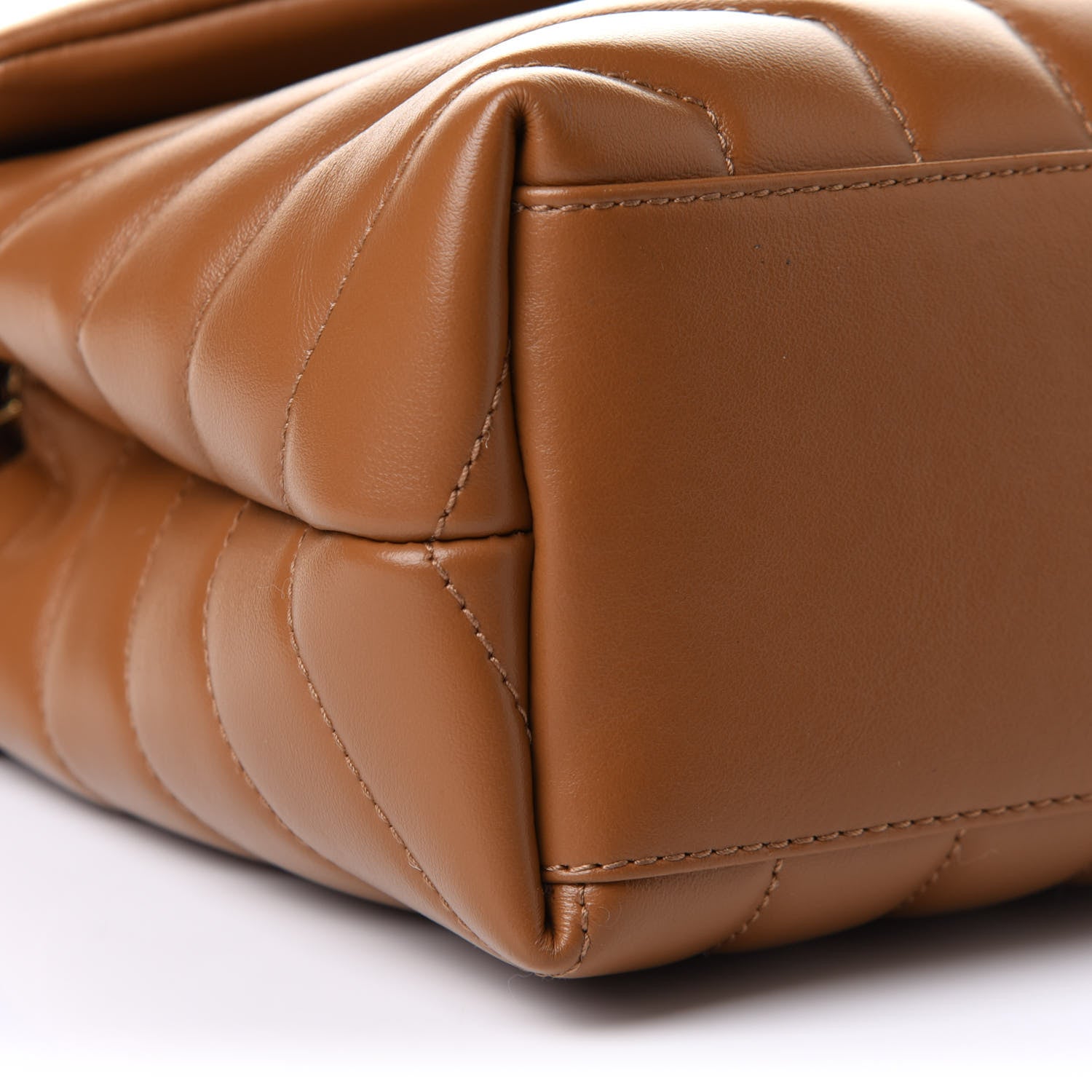 Saint Laurent Calfskin Y Quilted Monogram Small Loulou Chain Satchel Dark Natural 10 of 11