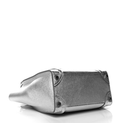Celine Laminated Lambskin Micro Luggage Silver 4 of 12