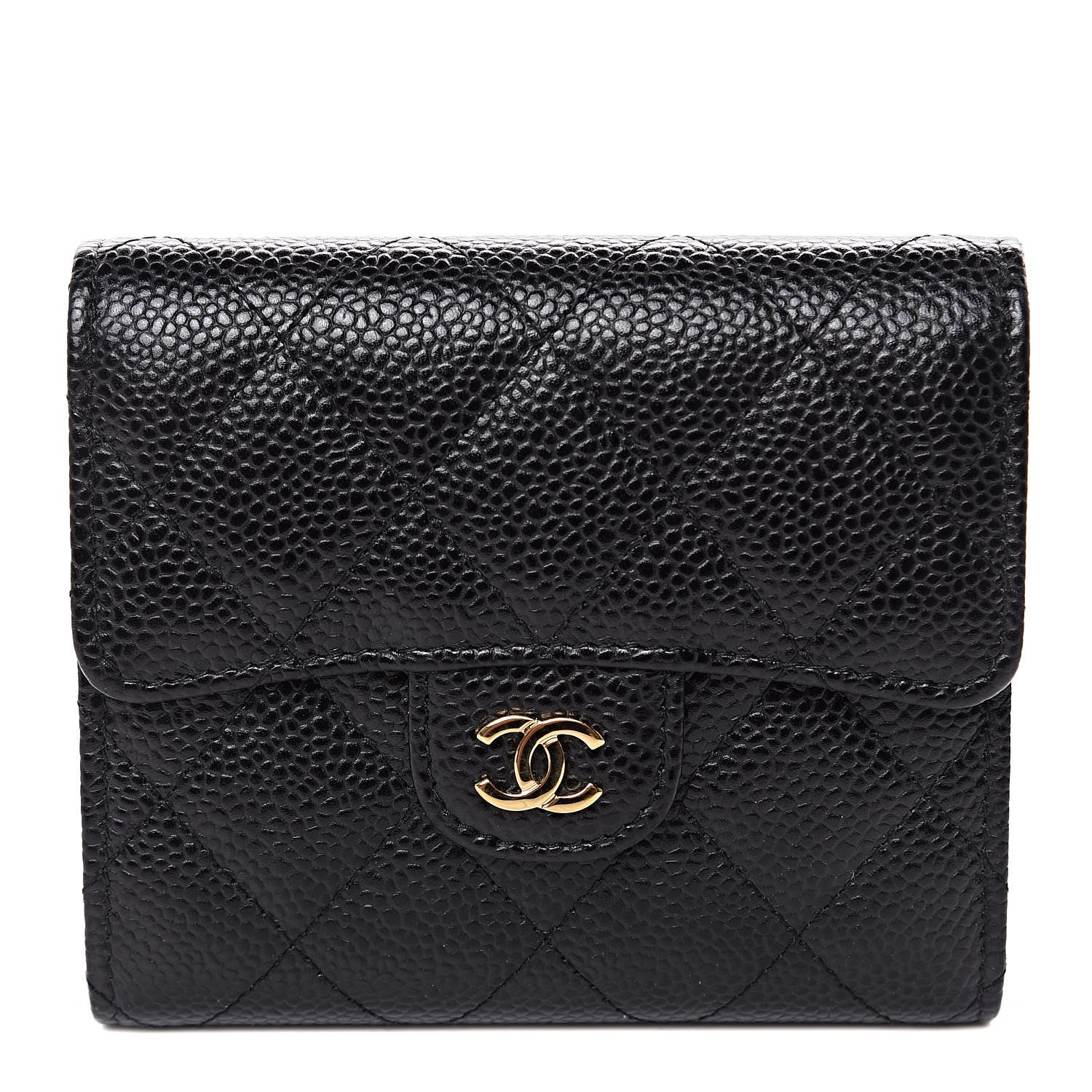 Chanel Caviar Quilted Compact Flap Wallet Black 1 of 9