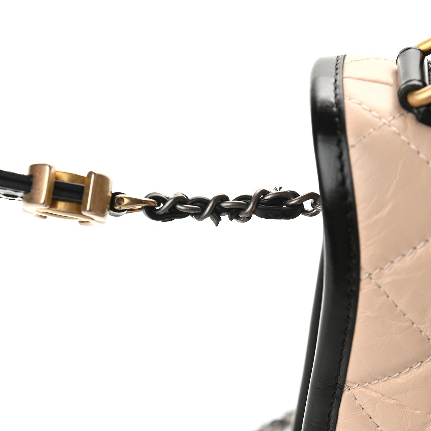 Aged Calfskin Quilted Small Gabrielle Hobo Beige Black