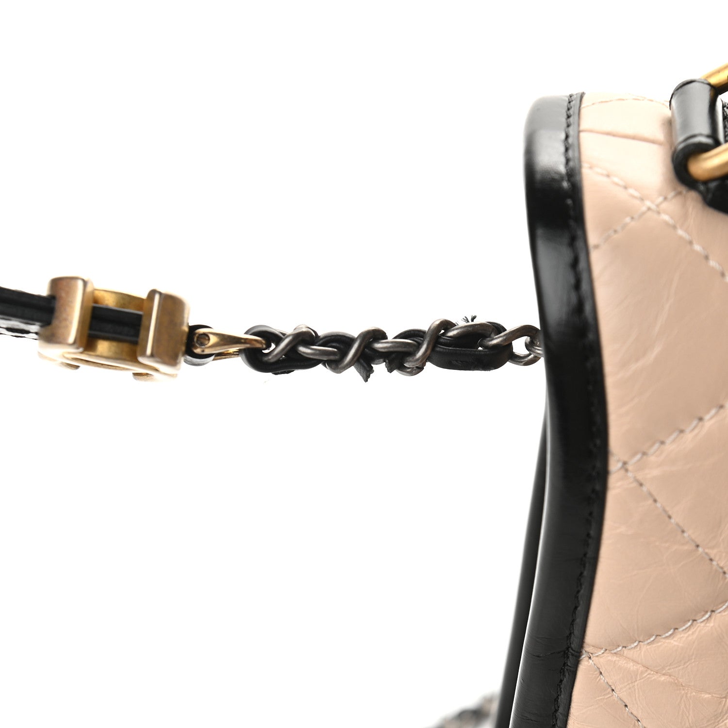 Chanel Aged Calfskin Quilted Small Gabrielle Hobo Beige Black 10 of 11