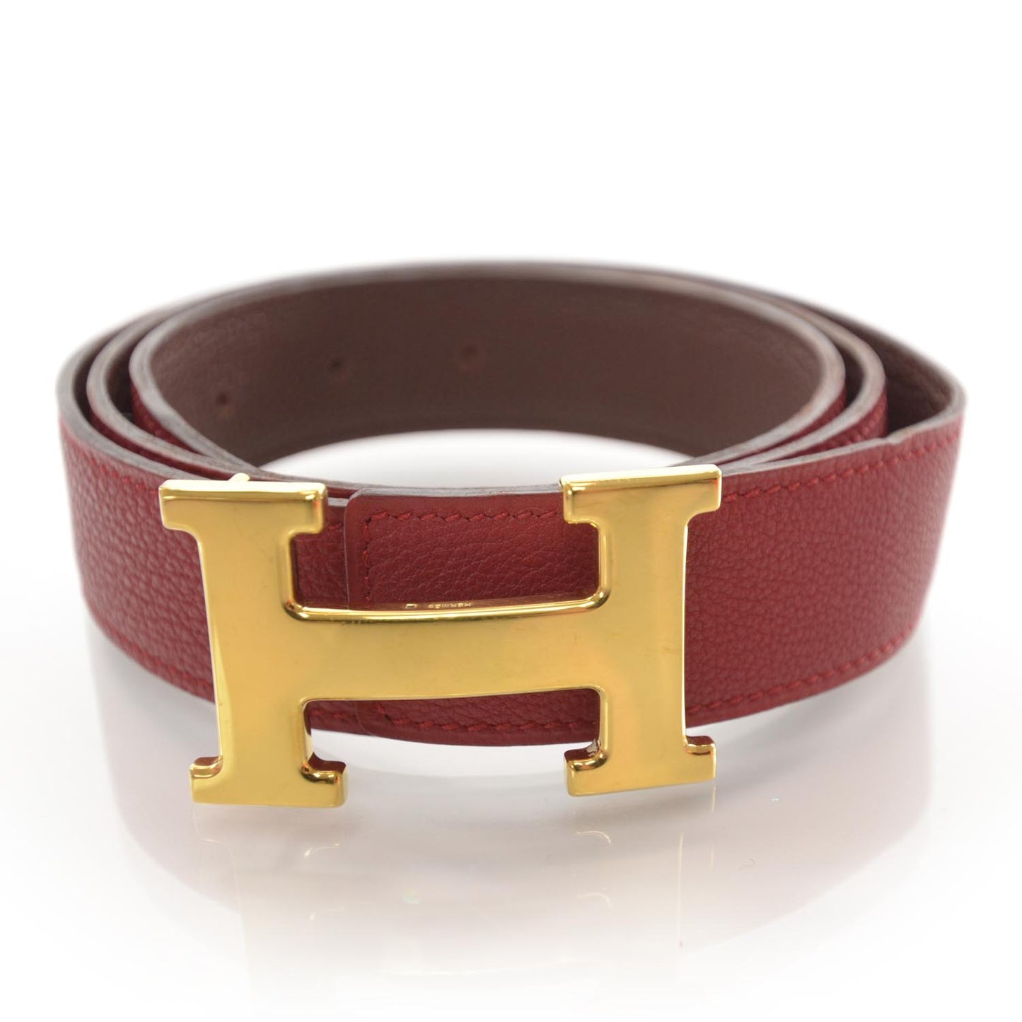 Leather Reversible H Belt 90 Red