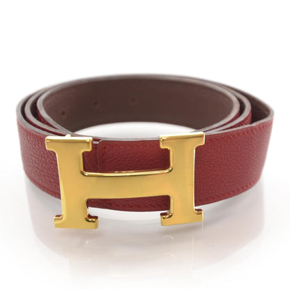 Hermes Leather Reversible H Belt 90 Red 1 of 5