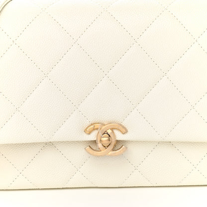 Chanel Shiny Caviar Quilted Small Chain Melody Flap White 8 of 11