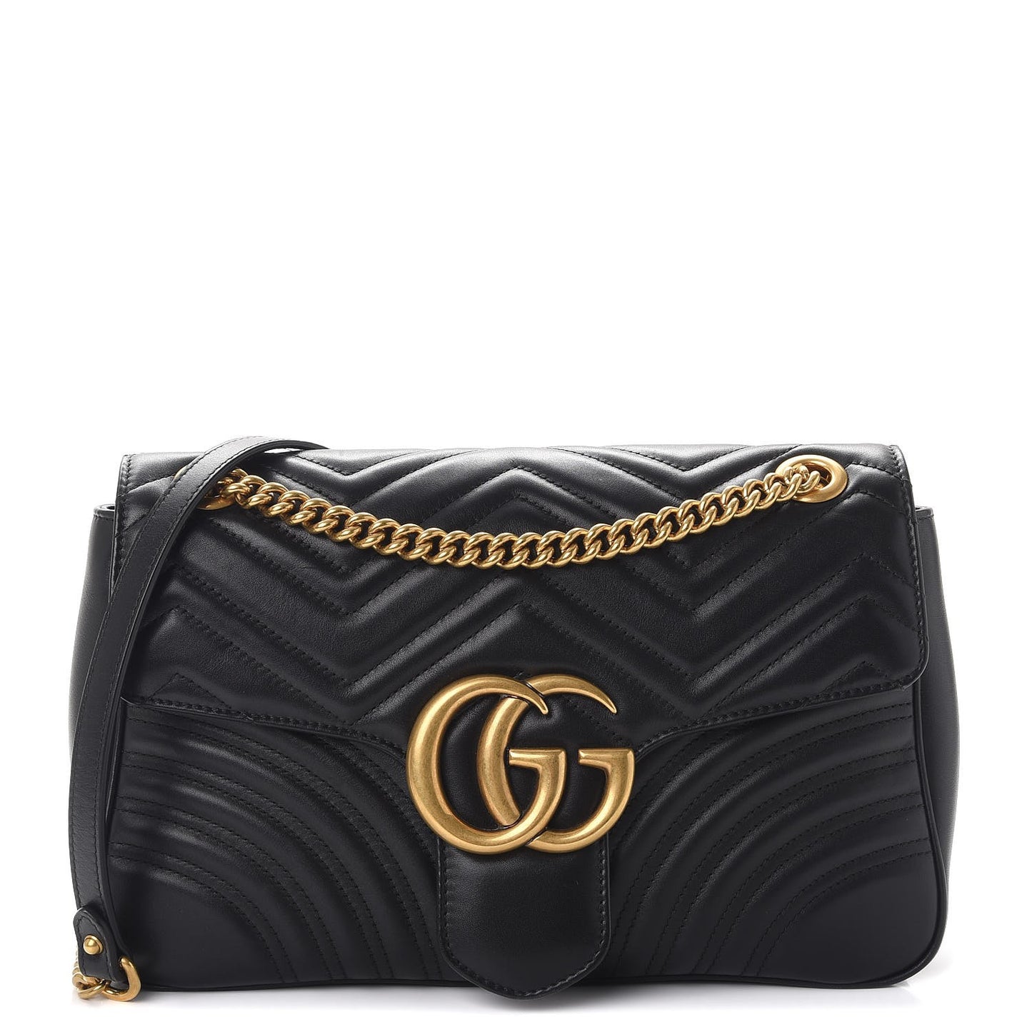 Calfskin Matelasse Medium GG Marmont Shoulder Bag Black