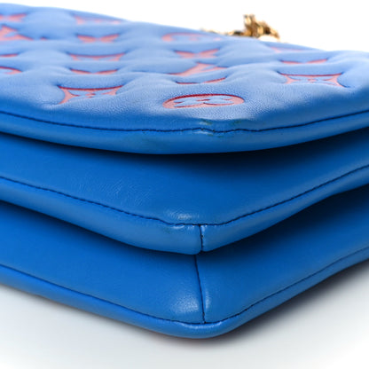 Louis Vuitton Lambskin Embossed Monogram Vuittamins Pochette Coussin Blue Red 9 of 11