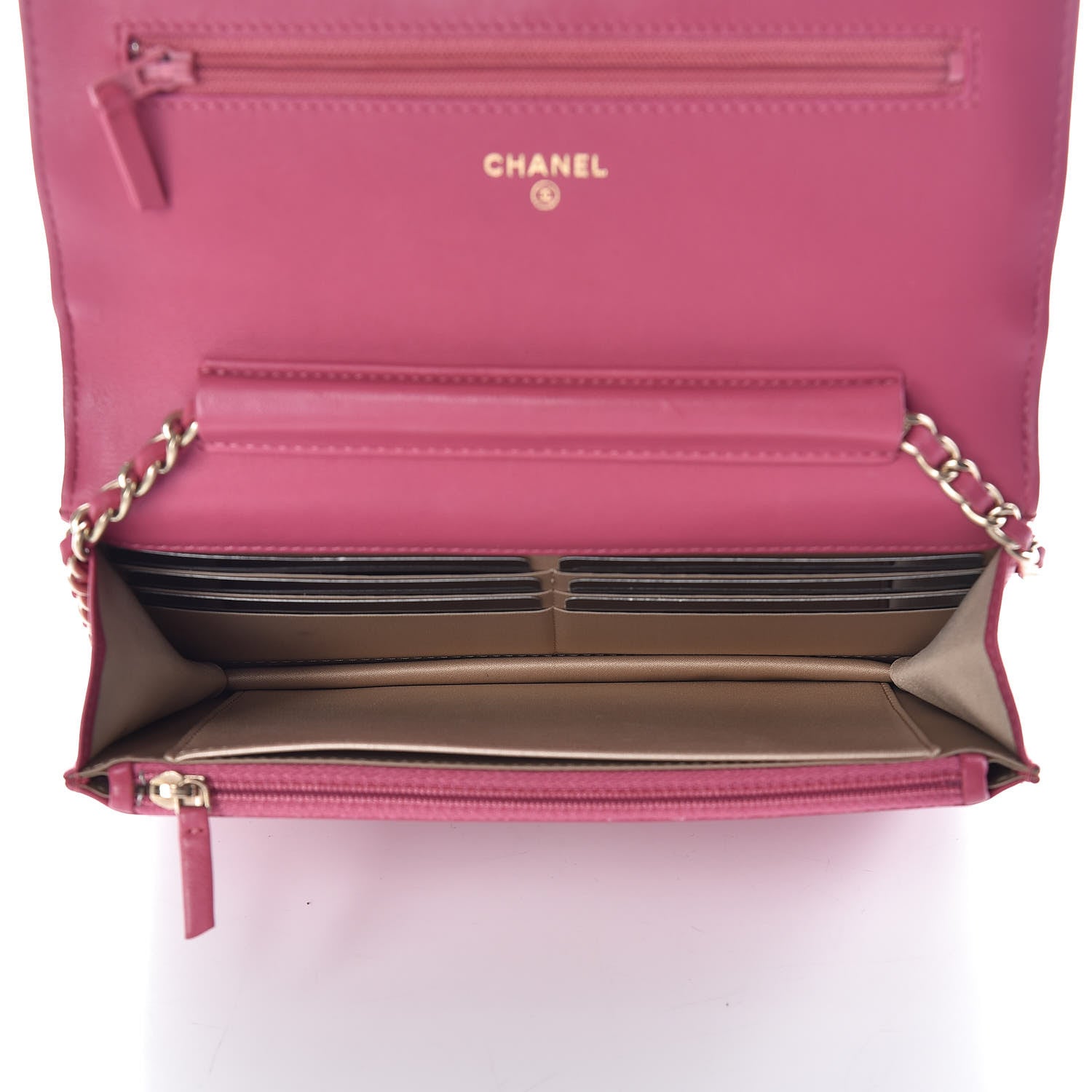 Chanel Lambskin Camellia Embossed Wallet On Chain WOC Pink 5 of 13