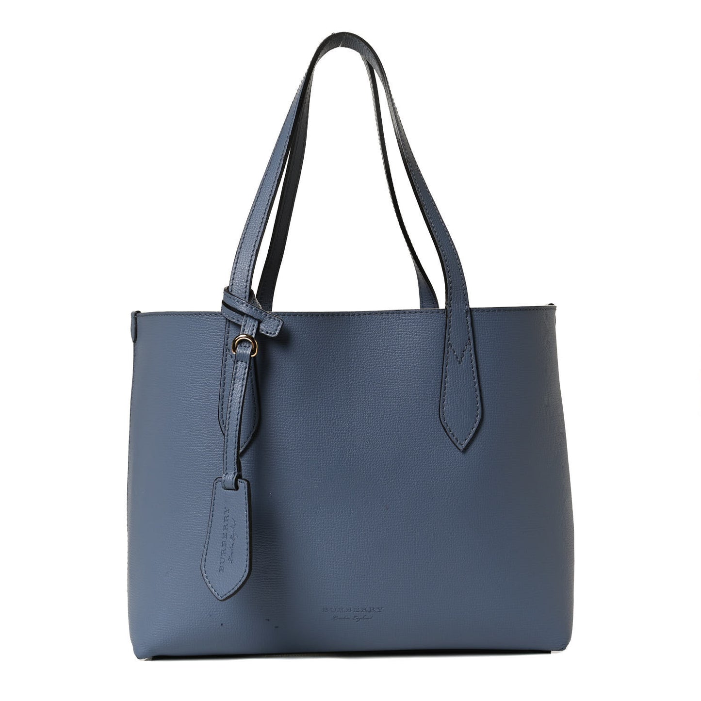 Calfskin Haymarket Check Small Reversible Tote Slate Blue