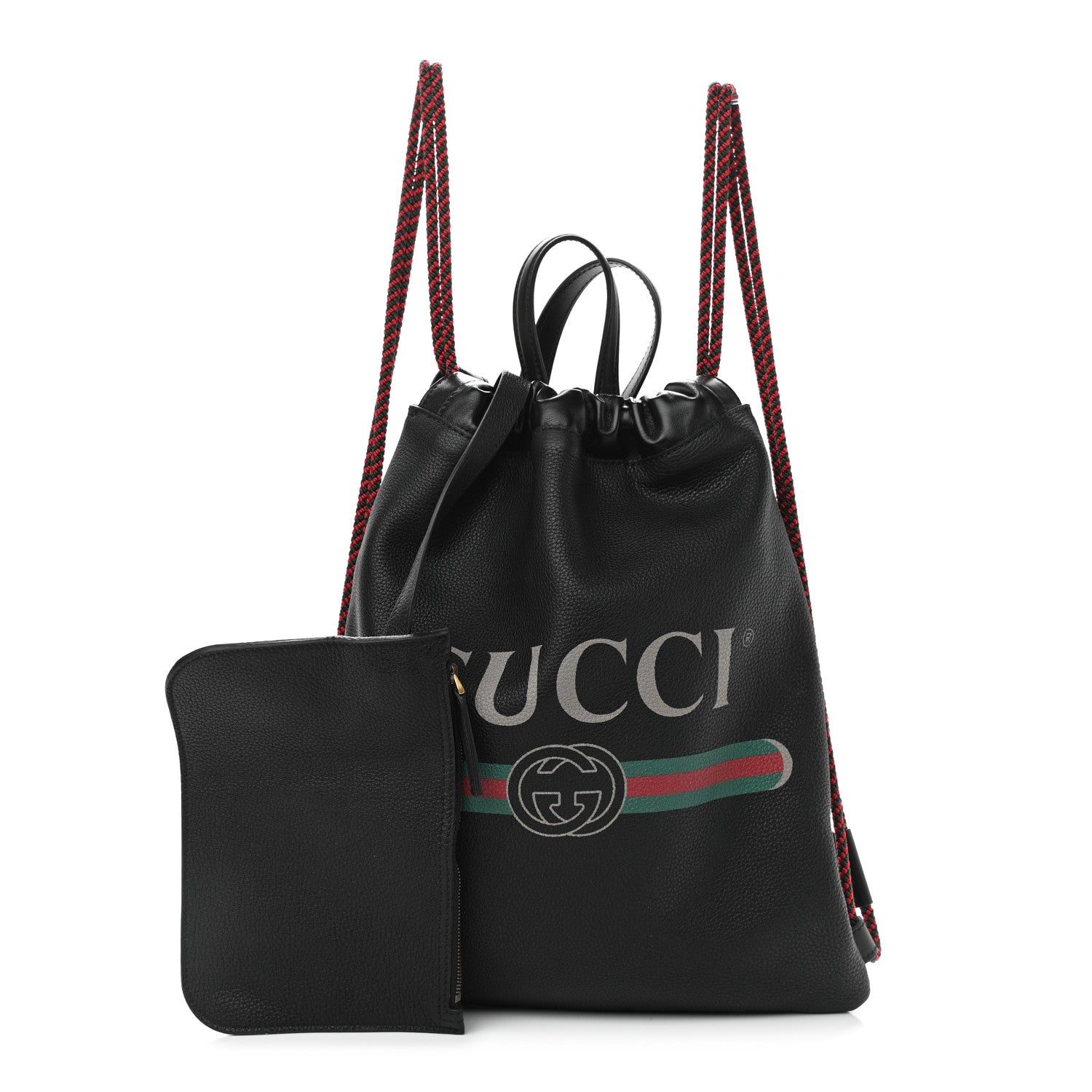 Gucci Calfskin Logo Drawstring Backpack Black 1 of 10