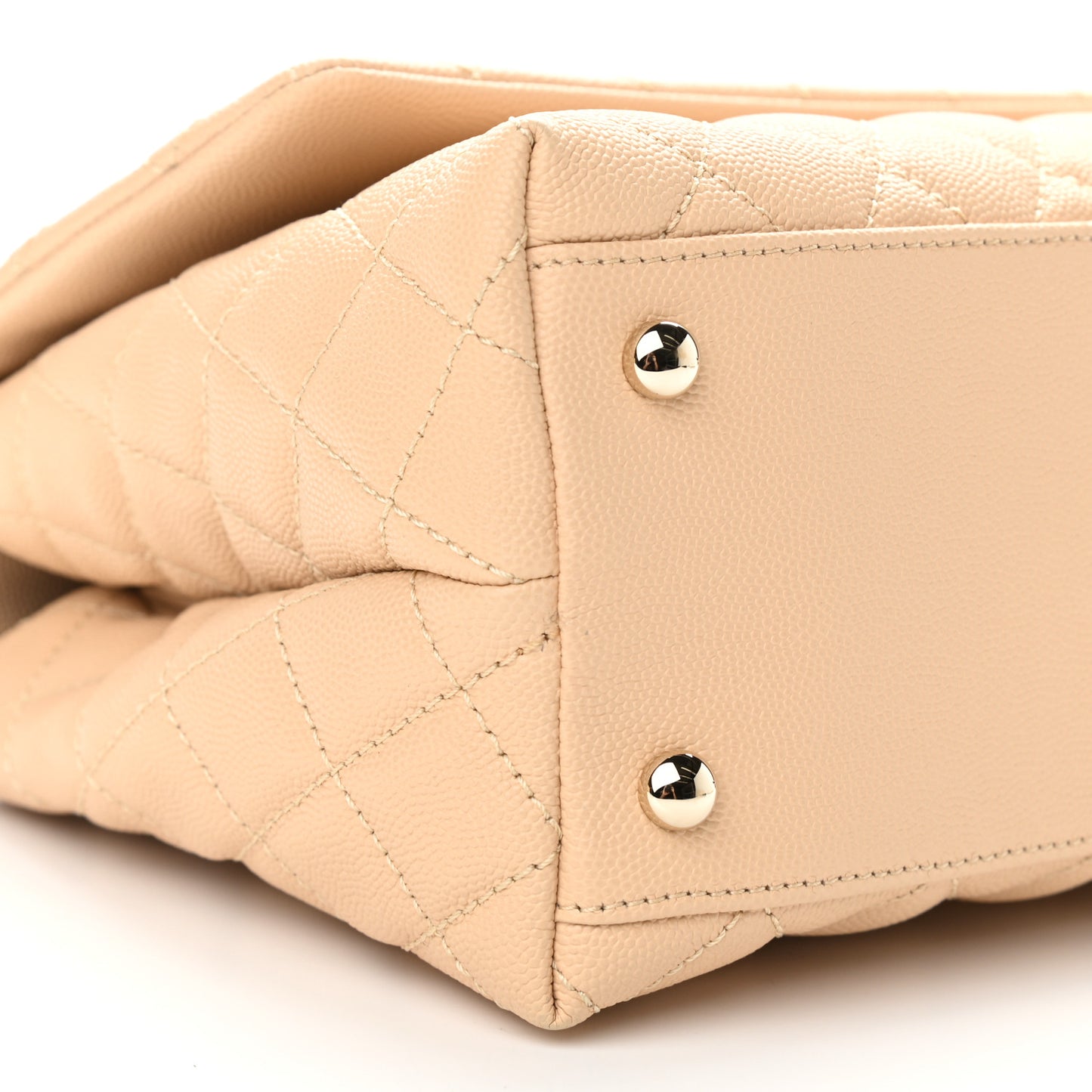 Caviar Lizard Embossed Quilted Small Coco Handle Flap Beige