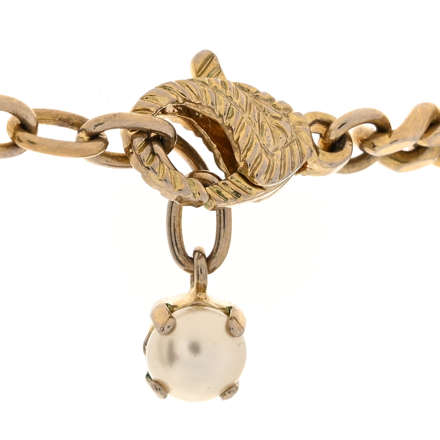Pearl Embellished Double G Necklace Aged Gold