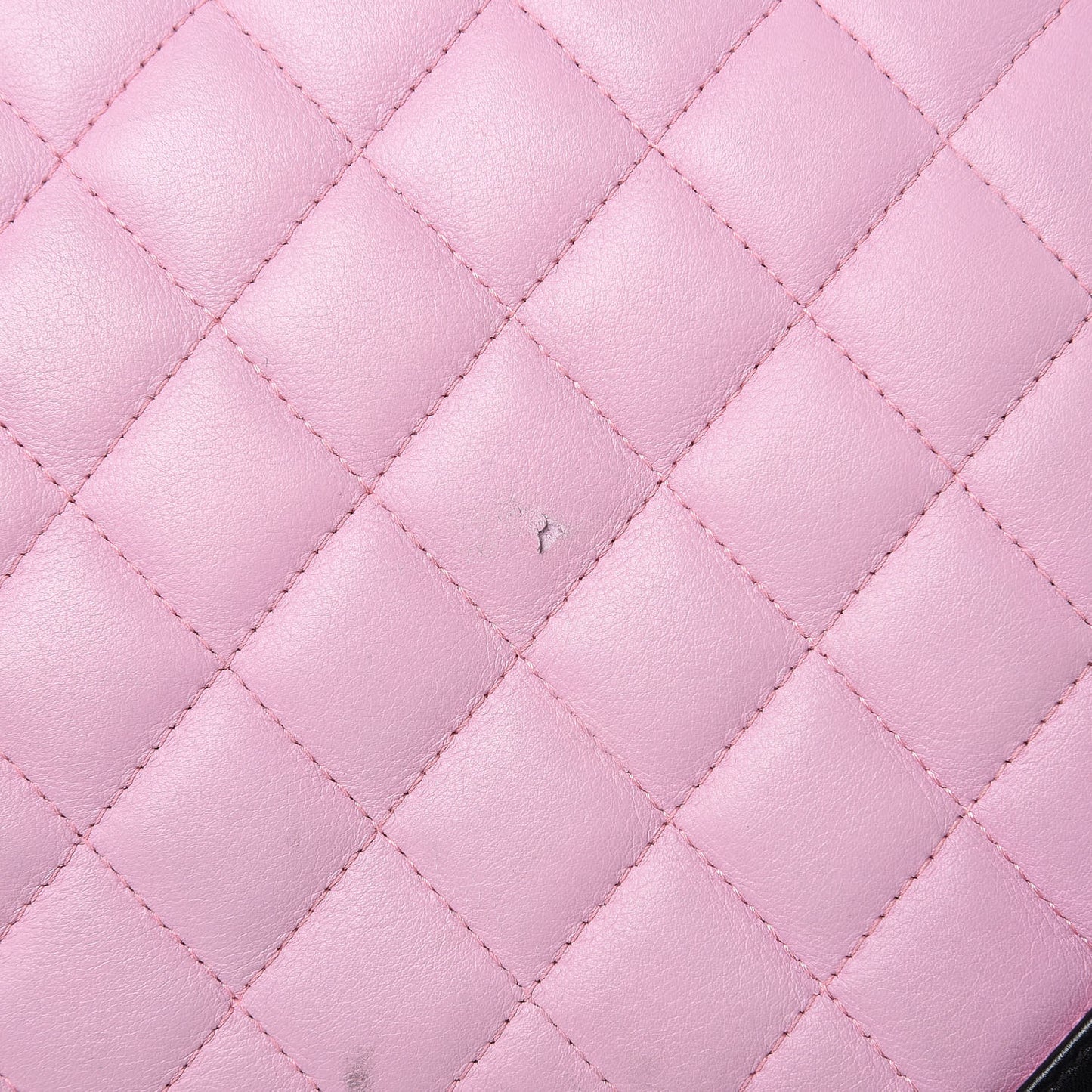 Calfskin Quilted Large Cambon Tote Pink Black