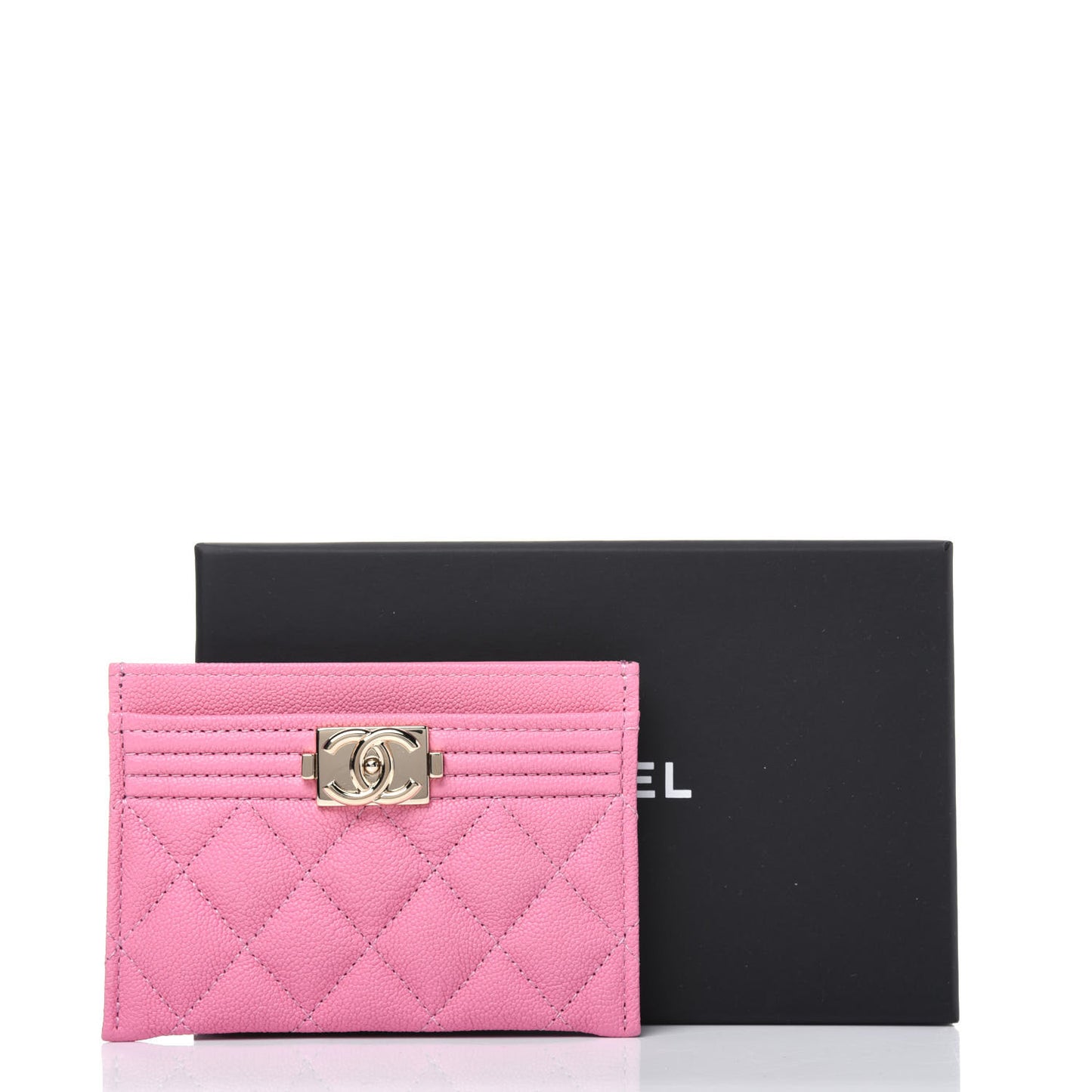 Caviar Quilted Boy Card Holder Pink