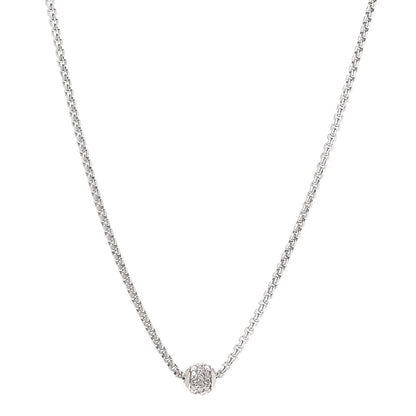 David Yurman Sterling Silver 18K White Gold Diamond Pave Ball Pendant Necklace 1 of 4