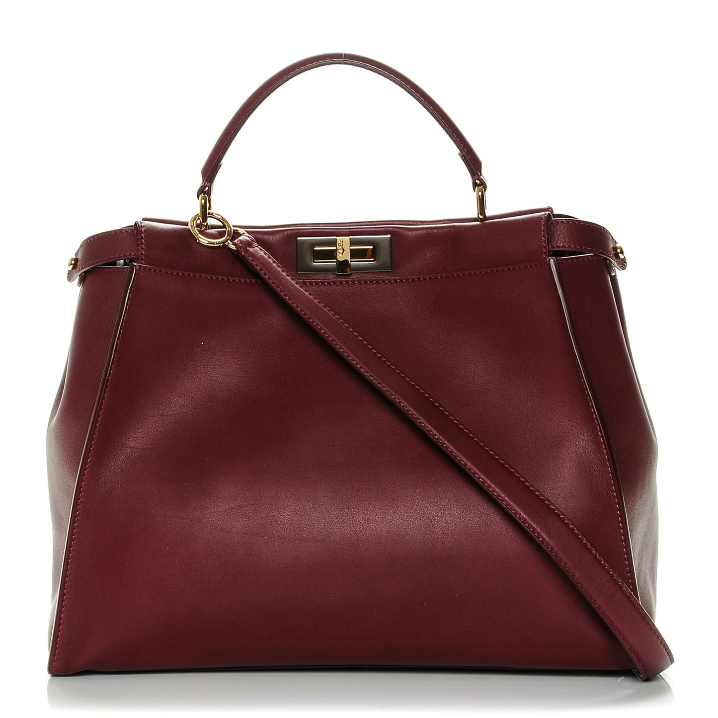Vitello Dolce Marmol Large Peekaboo Iconic Satchel Bordeaux Graphite
