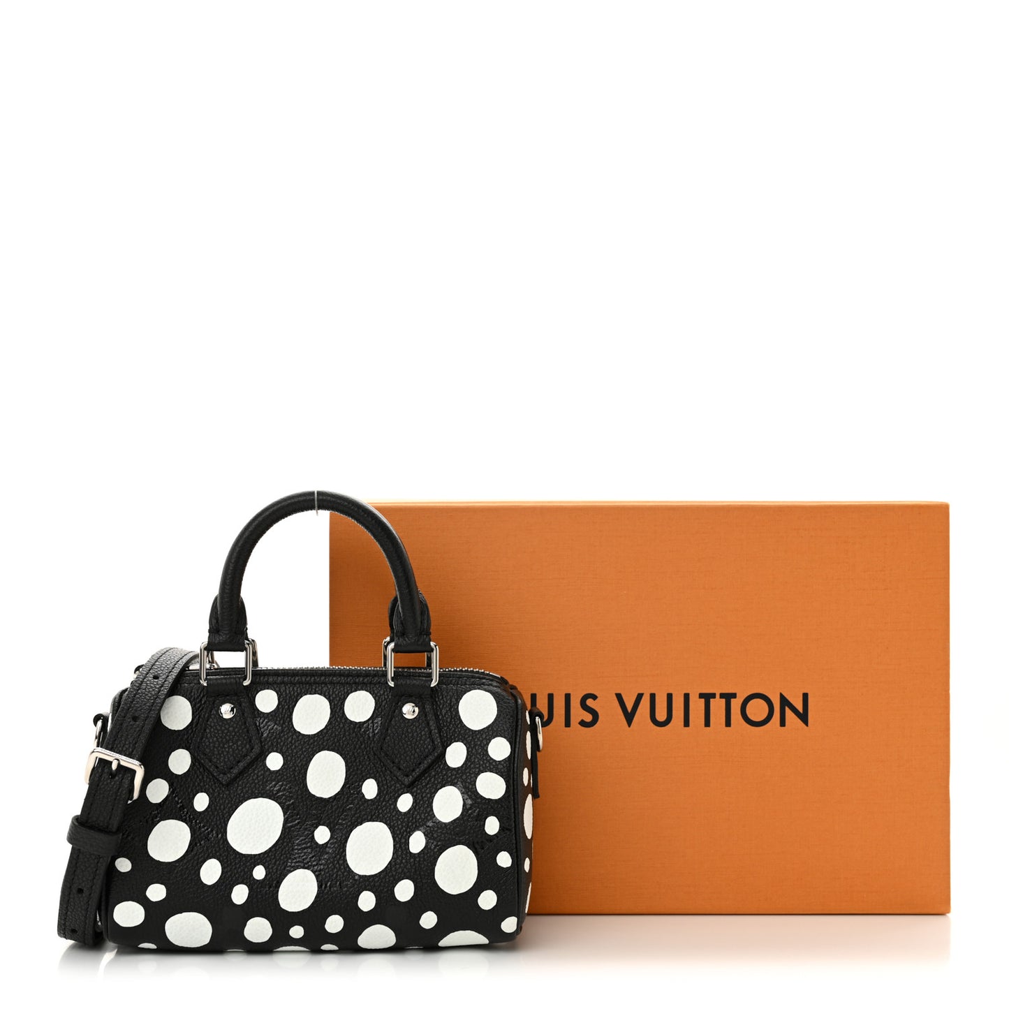 LV X YK Empreinte Infinity Dots Nano Speedy Bandouliere Black White
