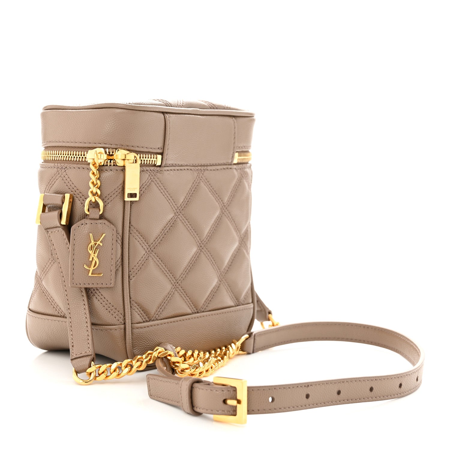 Saint Laurent Grain de Poudre Quilted 80's Vanity Bag Dark Beige 3 of 10