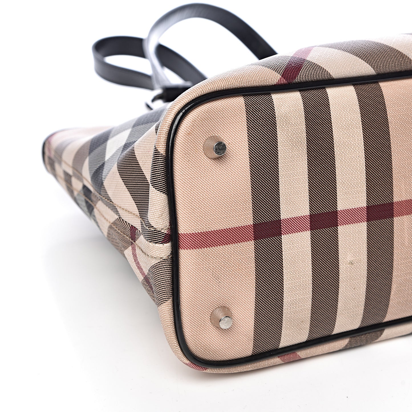 Patent Trim Nova Check Shopper Tote Black