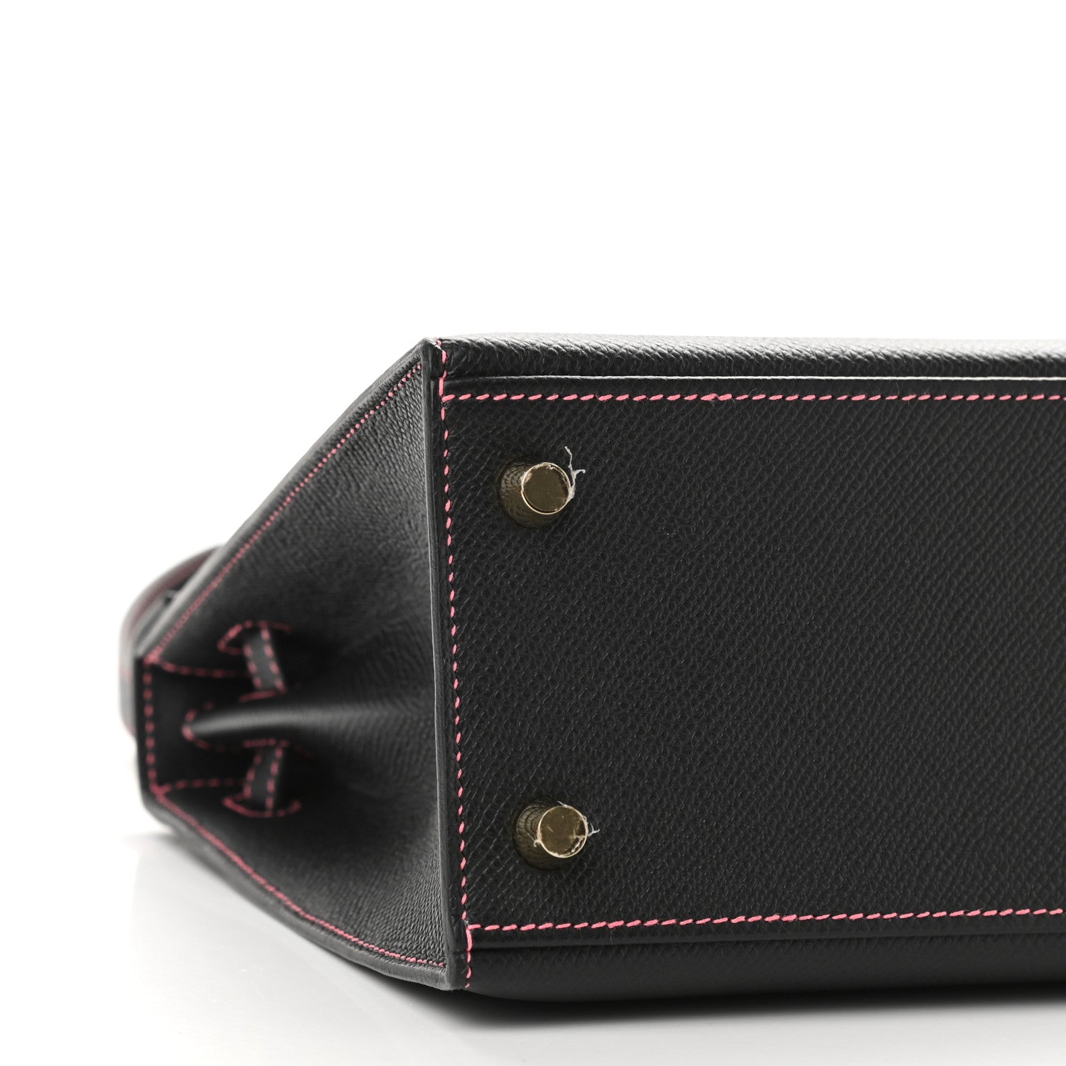 Hermes Epsom Horseshoe Kelly Sellier 25 Black Rose Lipstick 7 of 8