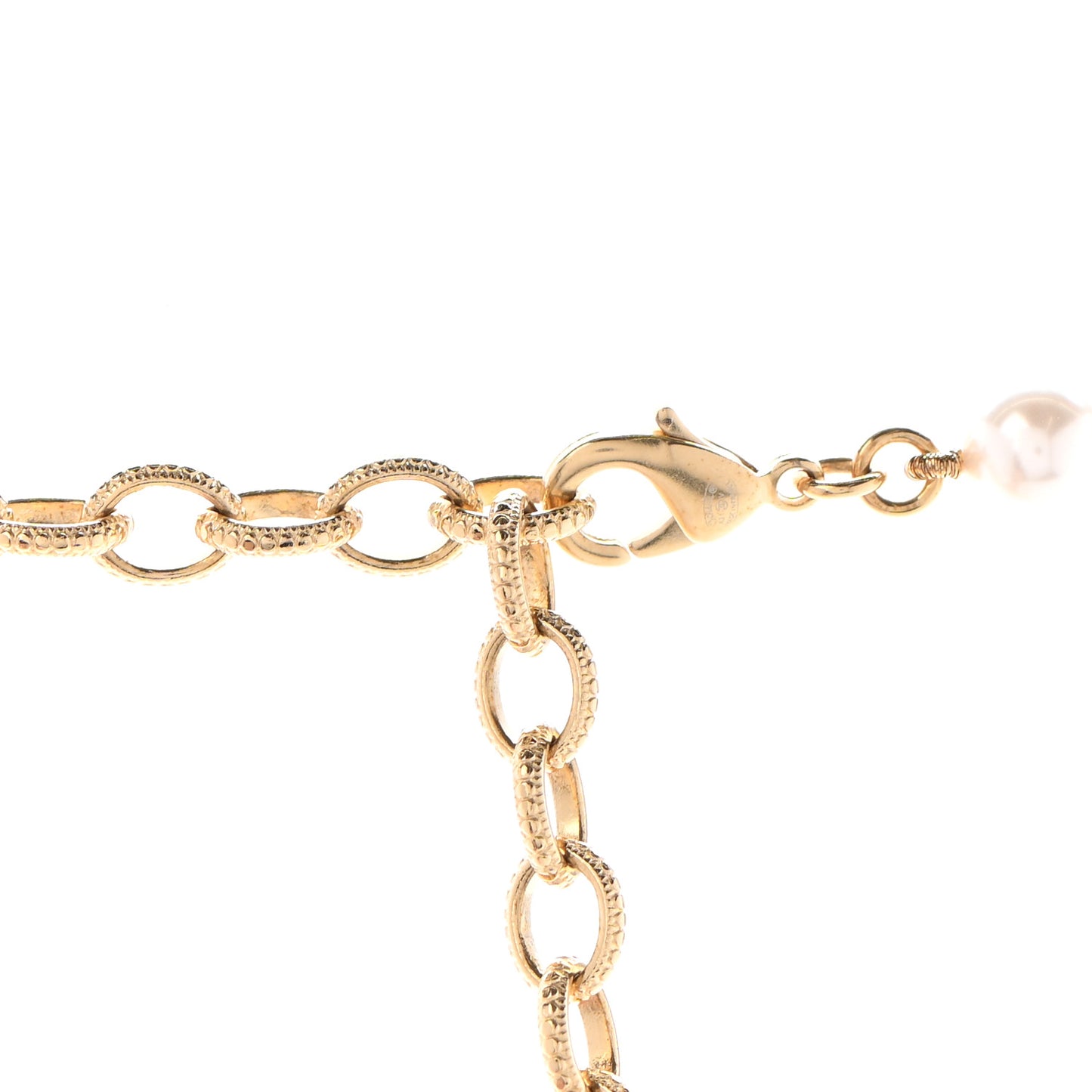 Pearl Crystal CC Short Necklace Gold