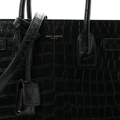 Saint Laurent Calfskin Crocodile Embossed Baby Sac De Jour Black 8 of 11