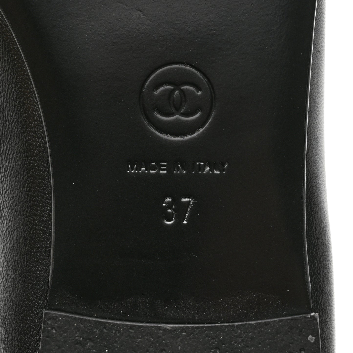 Lambskin Patent Cap Toe CC Ballerina Flats 37 Black