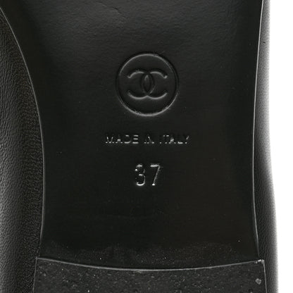 Chanel Lambskin Patent Cap Toe CC Ballerina Flats 37 Black 8 of 9