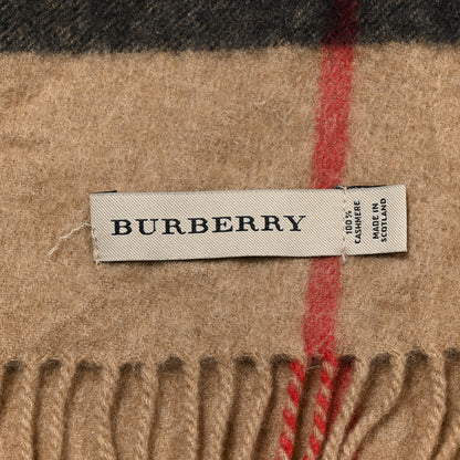 Burberry Cashmere Giant Check Fringe Scarf Camel 3 of 4