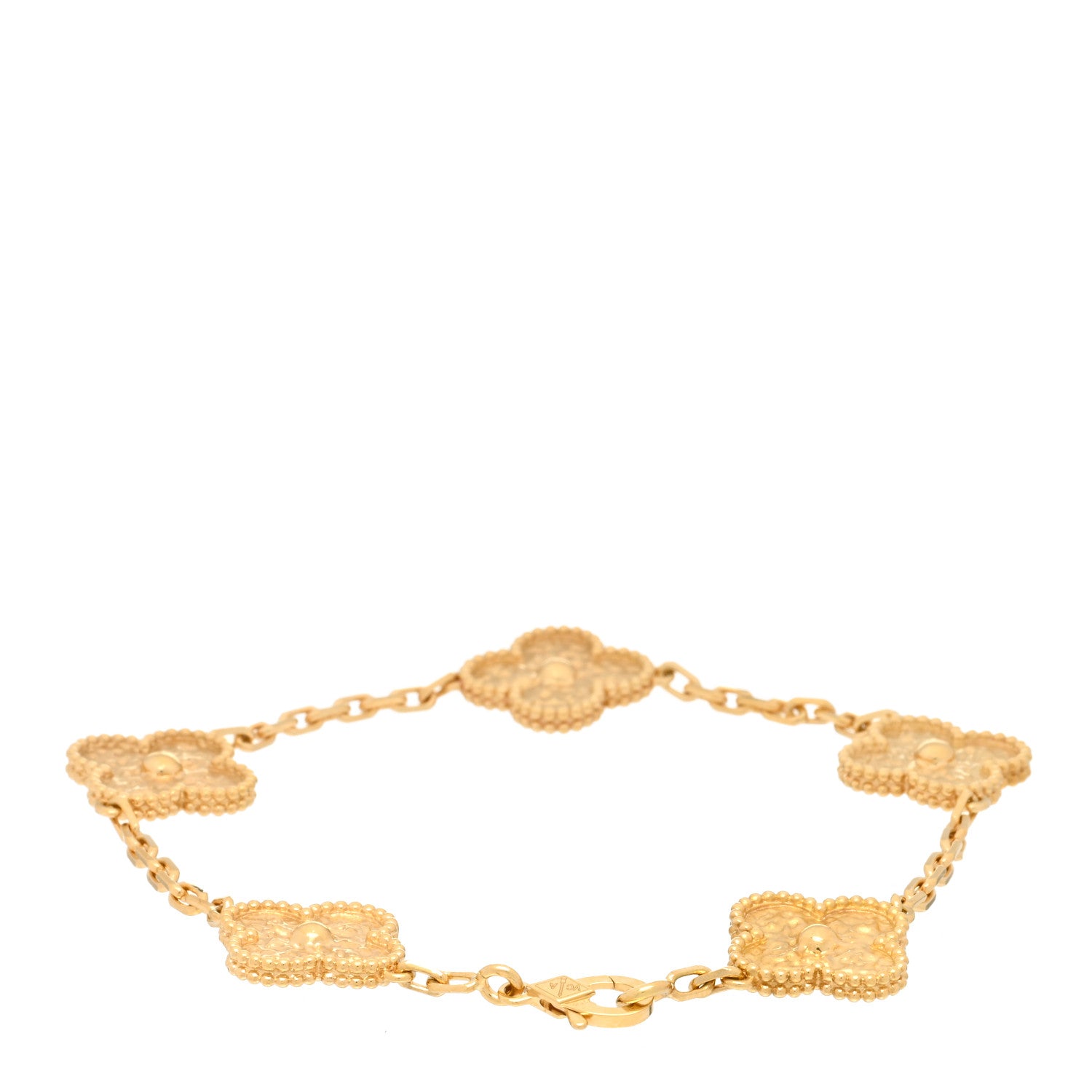 Van Cleef & Arpels 18K Yellow Gold 5 Motifs Vintage Alhambra Bracelet 2 of 3