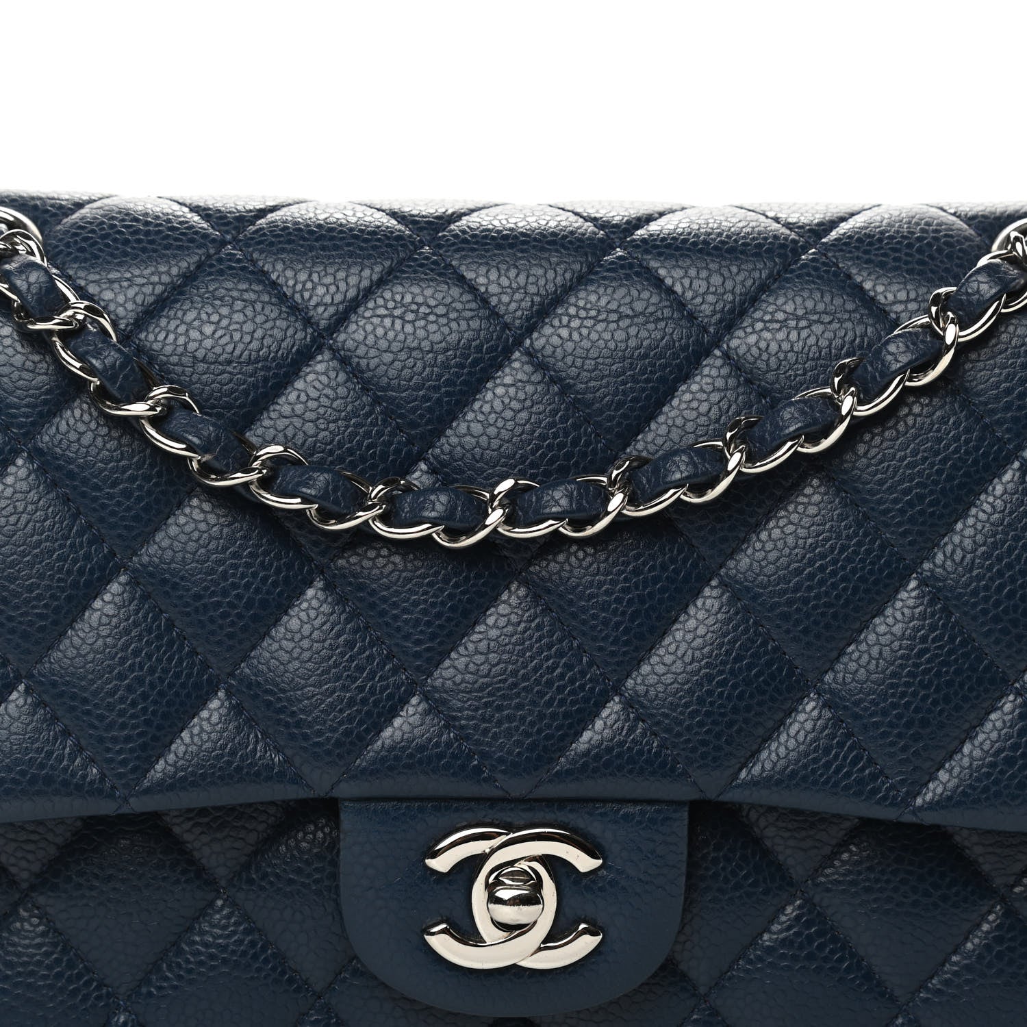 Chanel Caviar Quilted Medium Double Flap Dark Blue 8 of 11