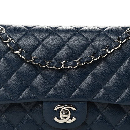 Chanel Caviar Quilted Medium Double Flap Dark Blue 8 of 11