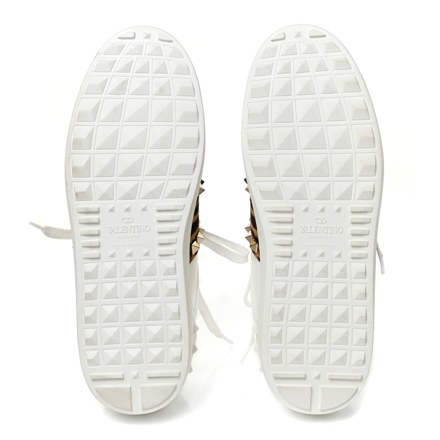 Valentino Garavani Calfskin Calf Hair Untitled Rockstud Open Sneakers 37.5 Bianco 5 of 8