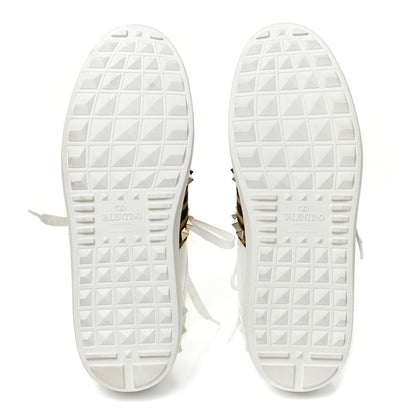 Valentino Garavani Calfskin Calf Hair Untitled Rockstud Open Sneakers 37.5 Bianco 5 of 8
