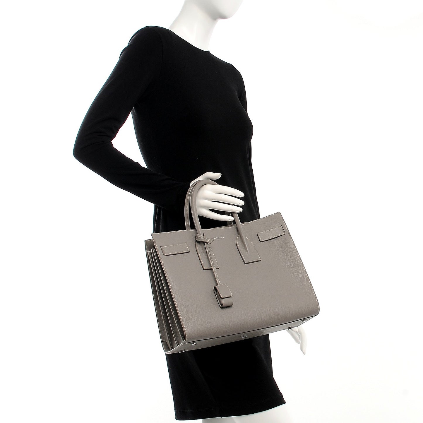 Grained Calfskin Small Sac De Jour Pearl Grey