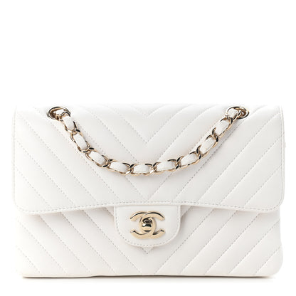 Chanel Caviar Chevron Quilted Small Double Flap White 1 of 9